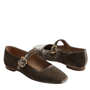 Sam Edelman Velvet Mary Jane Flats Taupe Gray Square Toe Women’s Size 8 NWOT